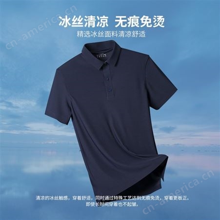 2022夏季新款男士免烫冰丝POLO衫 商务气质短袖T恤