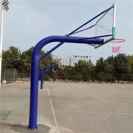 华丽体育运动场地埋弯管篮球架子圆管固定篮球架成人标准室外圆管篮球架