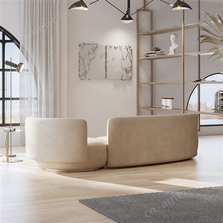 搏德森现代轻奢羊羔绒沙发弧形意式极简风客厅设计师家具定制