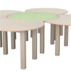 梦航玩具幼儿园实木多层板圆桌四方桌桌椅套装儿童学习梅花书桌
