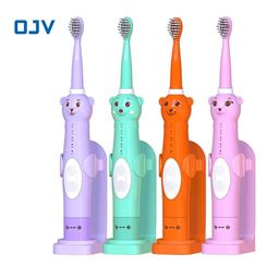 OJV8660新款5档IPX7级防水声波震动可充电按键式软毛儿童电动牙刷